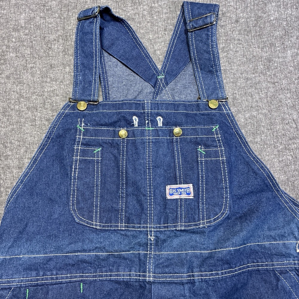 Vintage 60s 70s Big Smith Bib Overalls 44x30 Sanforized USA Union Large